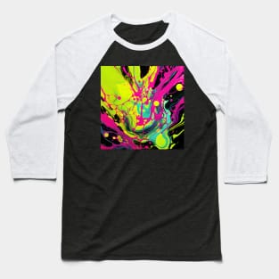 Neon Pink and Yellow Abstract Flow Baseball T-Shirt